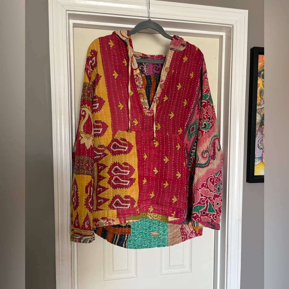 Reversible Colorful Patchwork Hoodie - image 2